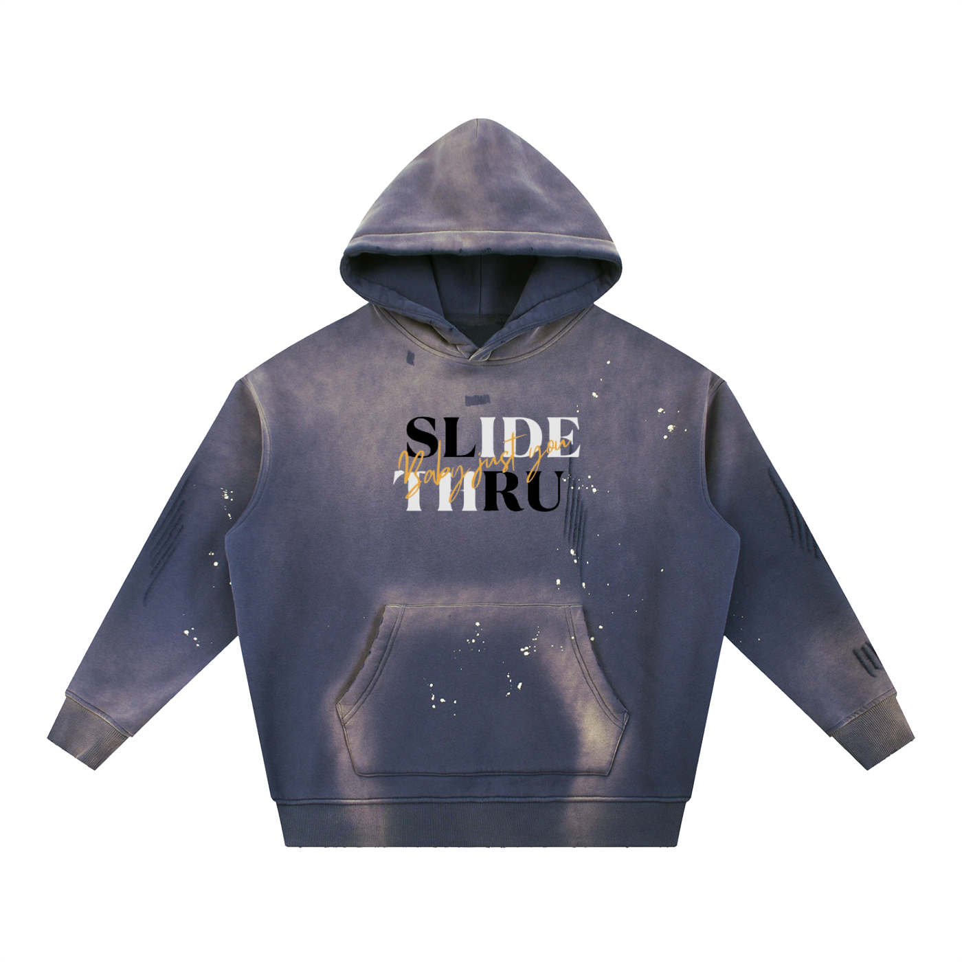 Vintage Washed Frayed Fleece Hoodie