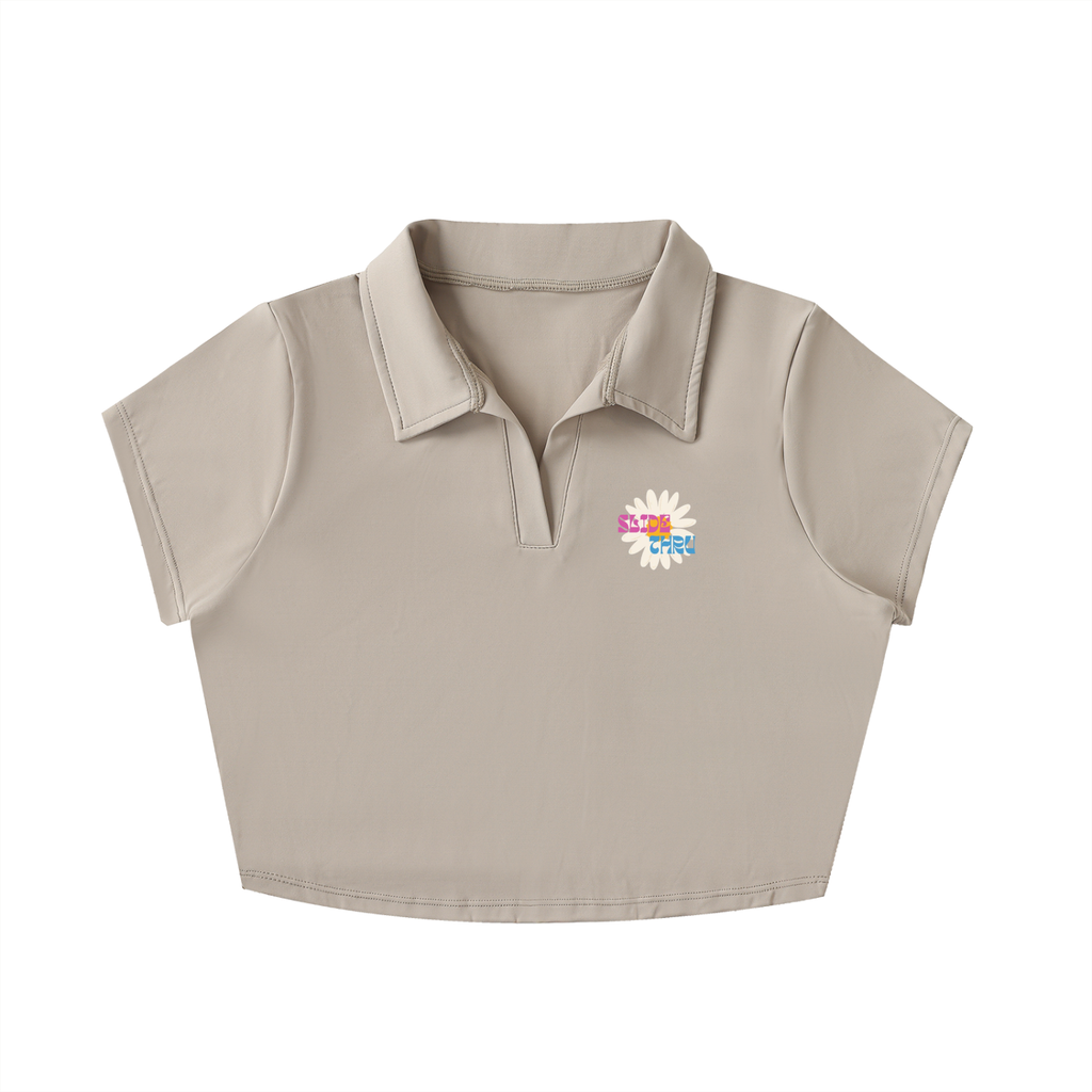 V-Neck Lapel Crop Top
