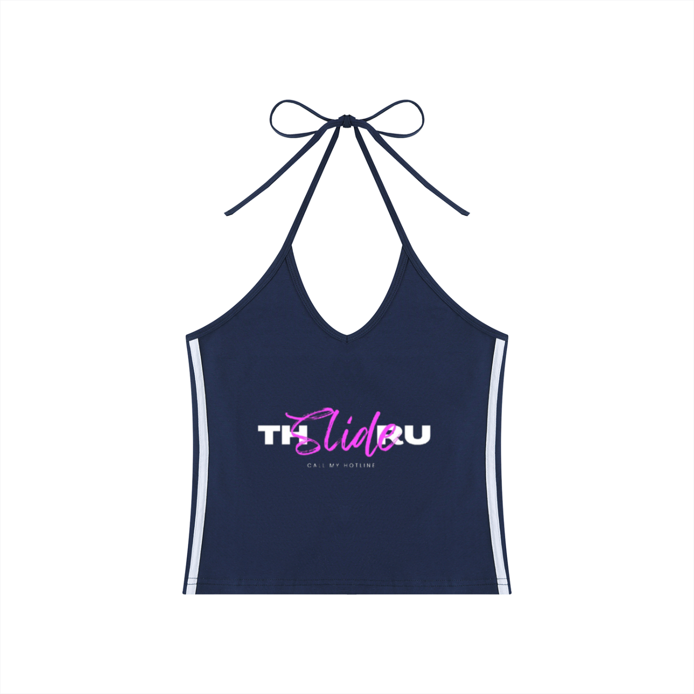 Women's Color Block Halter Crop Tank Top