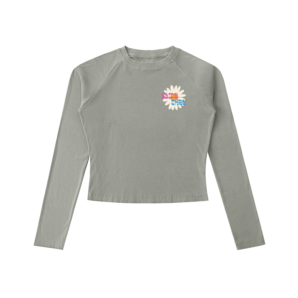Dyed Washed Raglan Long Sleeve Slim T-Shirt