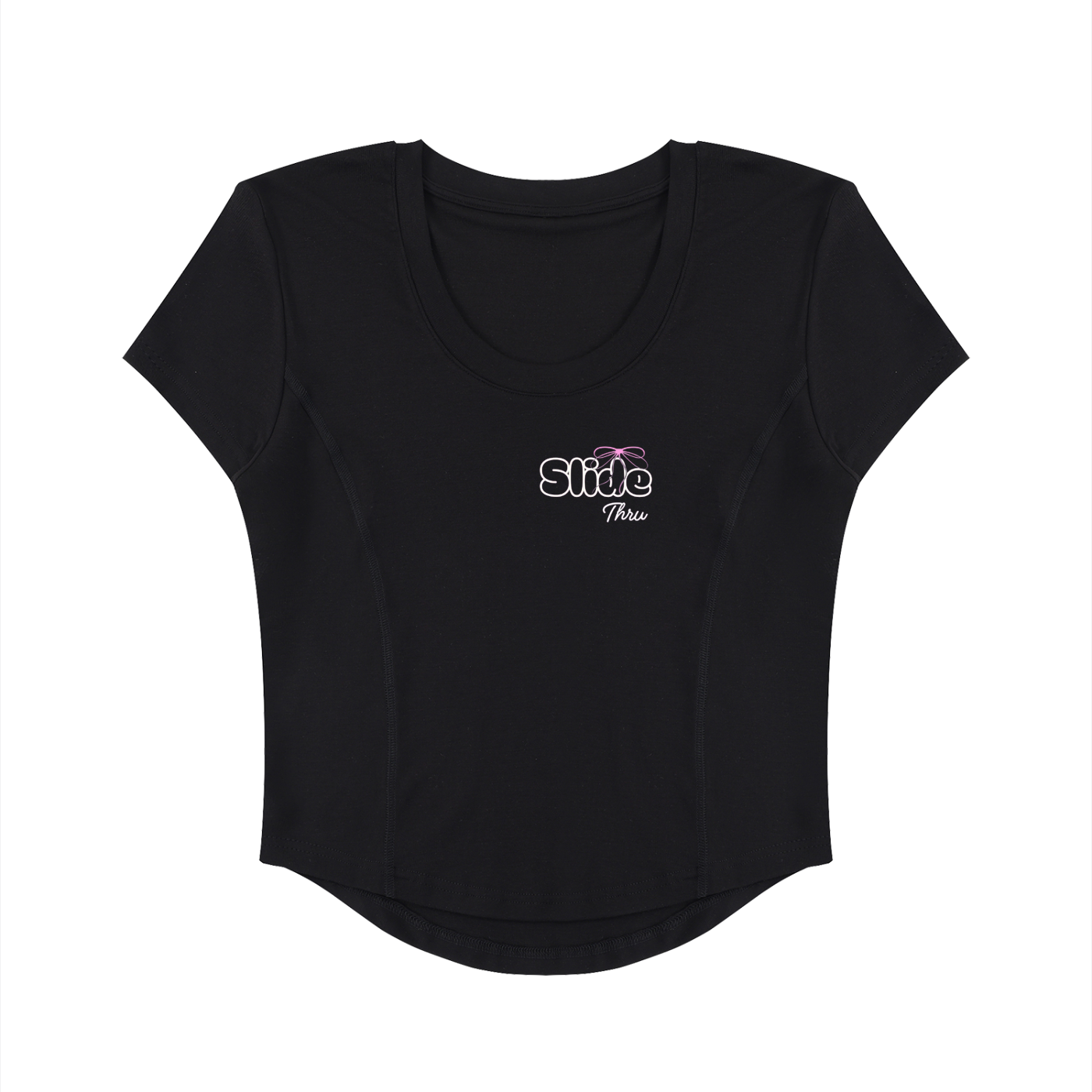 Women's Paneled Crop T-Shirt (Cute Bow)