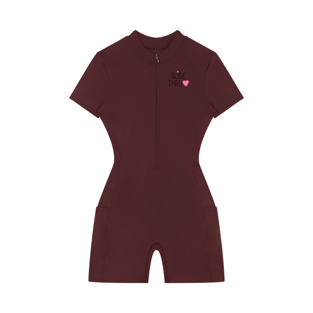 Women's Quarter-Zip Short Sleeve Romper