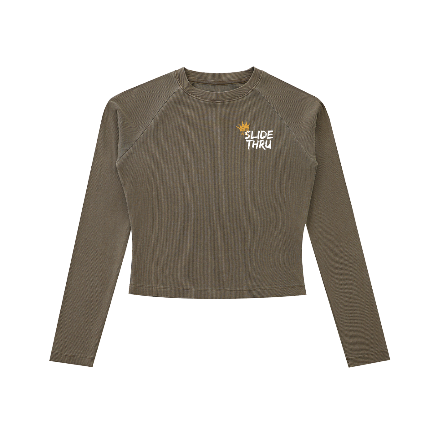 Dyed Washed Raglan Long Sleeve Slim T-Shirt