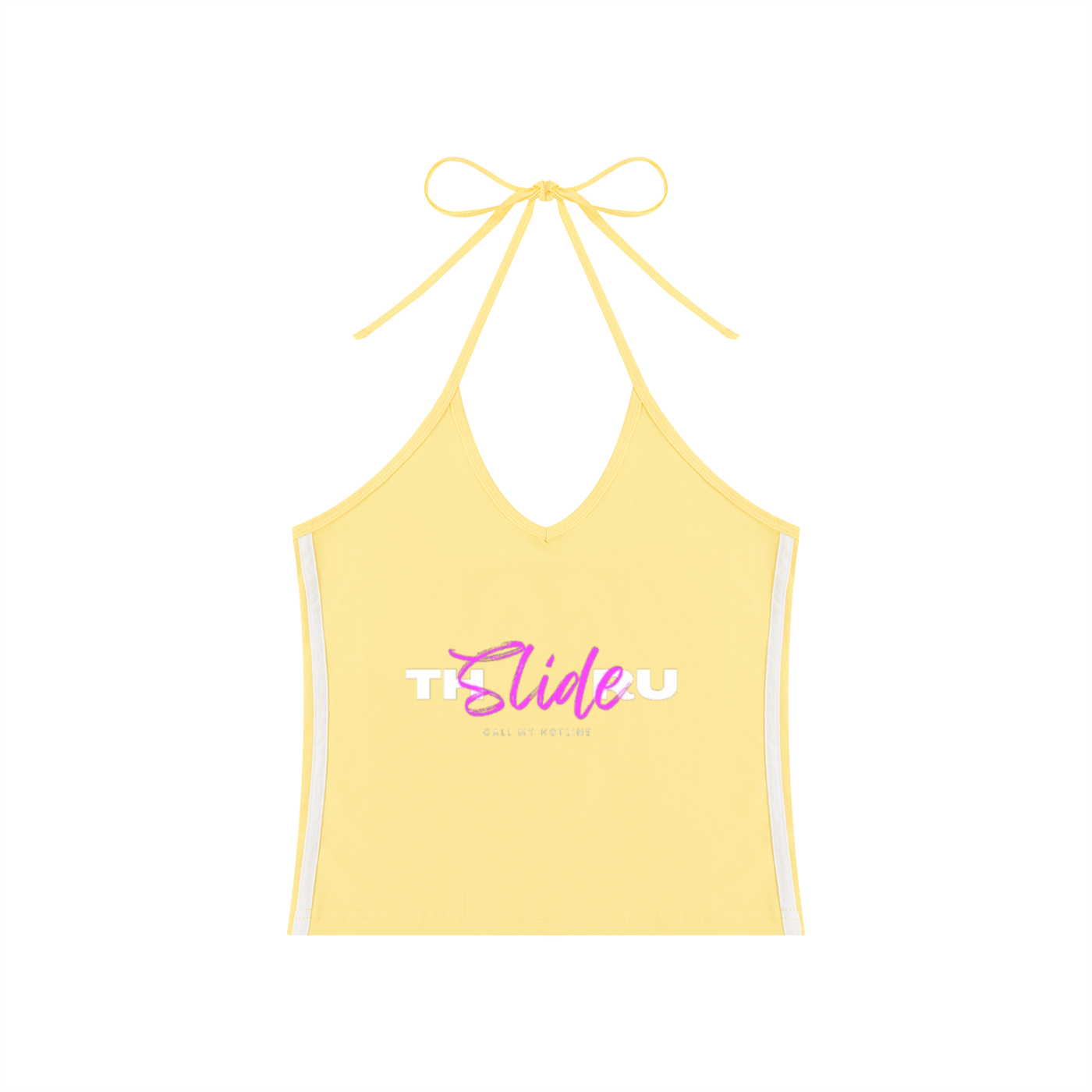 Women's Color Block Halter Crop Tank Top