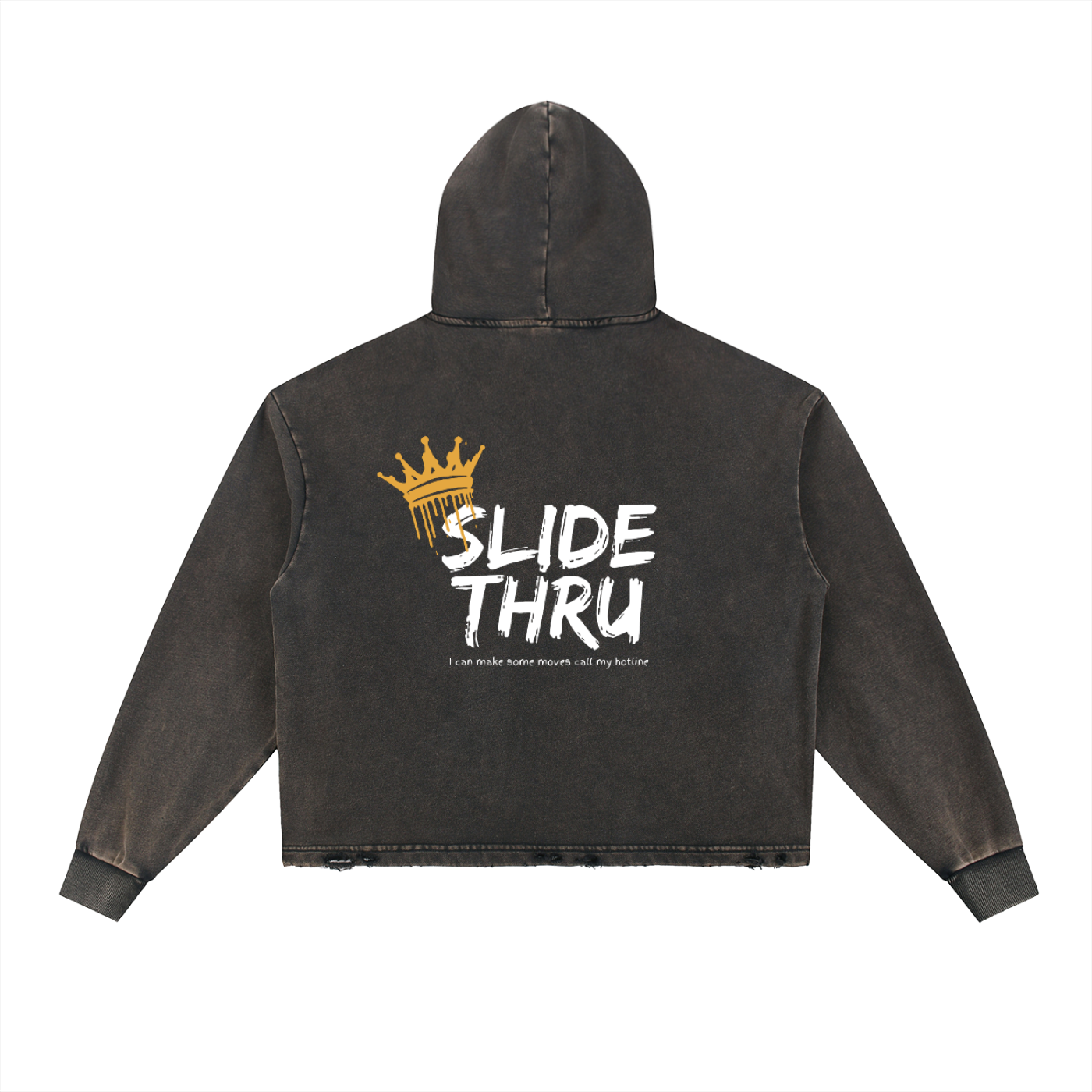 Vintage Washed Frayed-Hem Hoodie