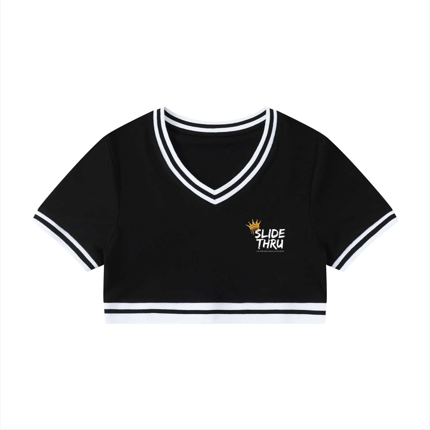 Women's Color Block V-Neck Crop T-Shirt