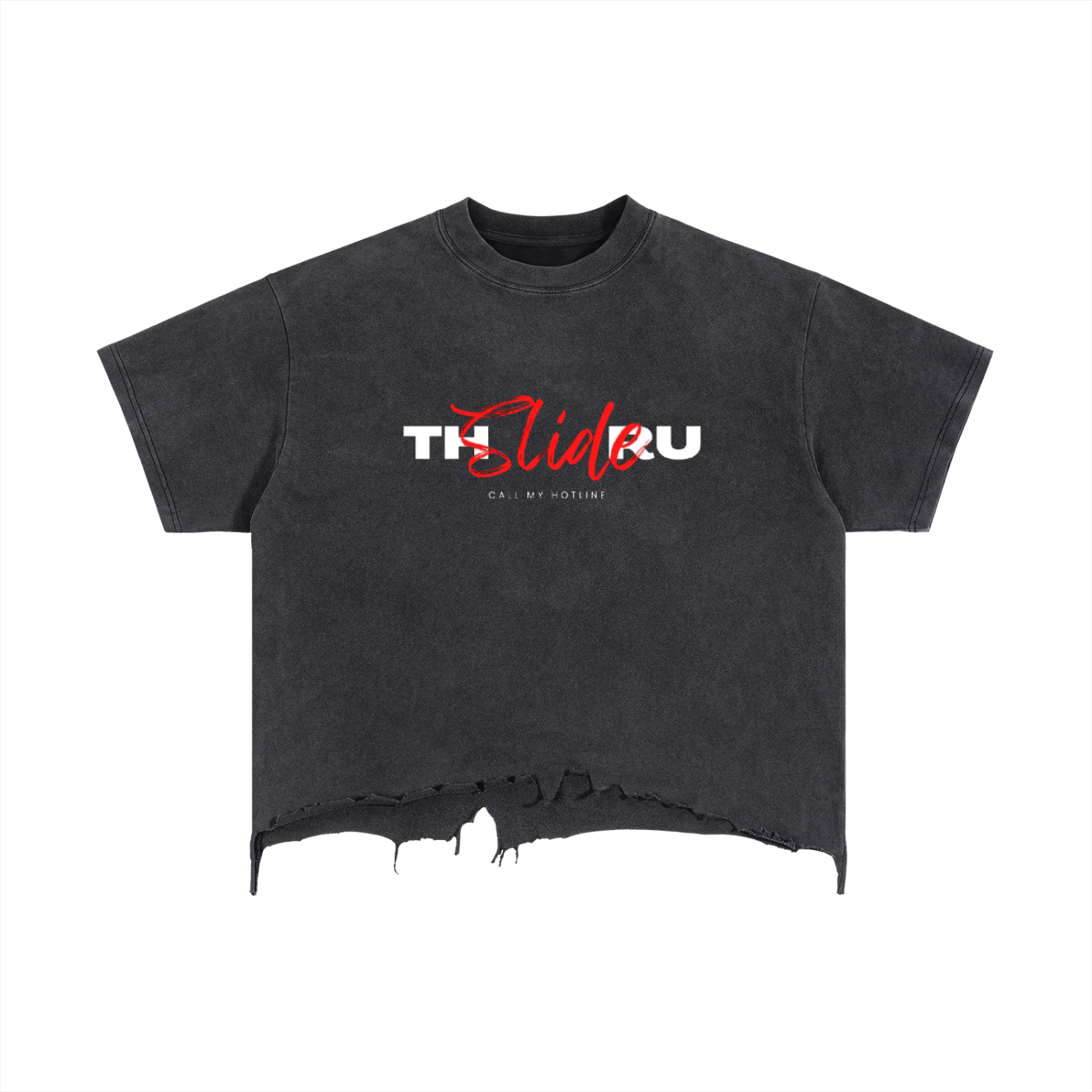Vintage Wash Boxy Distressed Hem T-Shirt