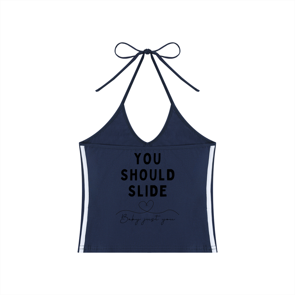 Women's Color Block Halter Crop Tank Top