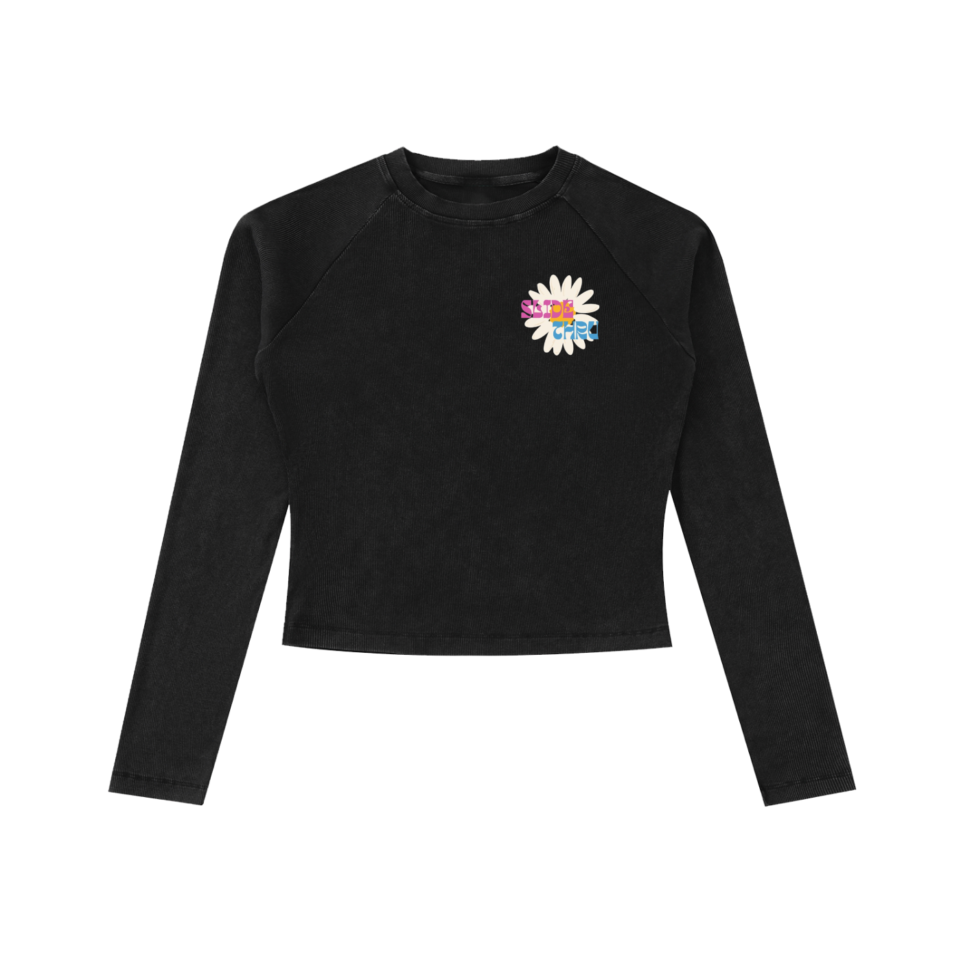 Dyed Washed Raglan Long Sleeve Slim T-Shirt