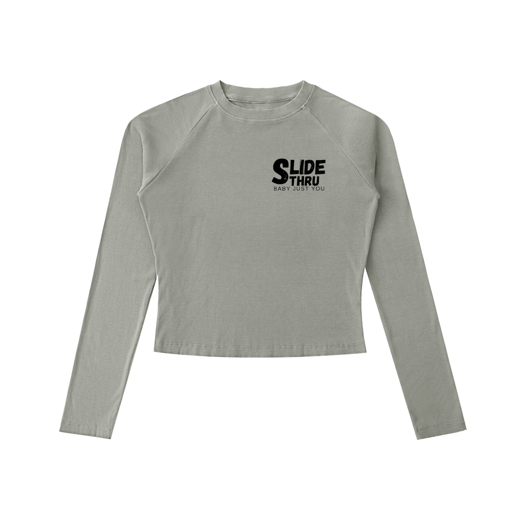 Dyed Washed Raglan Long Sleeve Slim T-Shirt