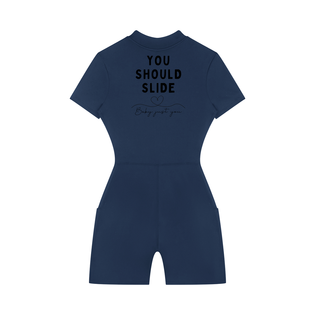 Women's Quarter-Zip Short Sleeve Romper