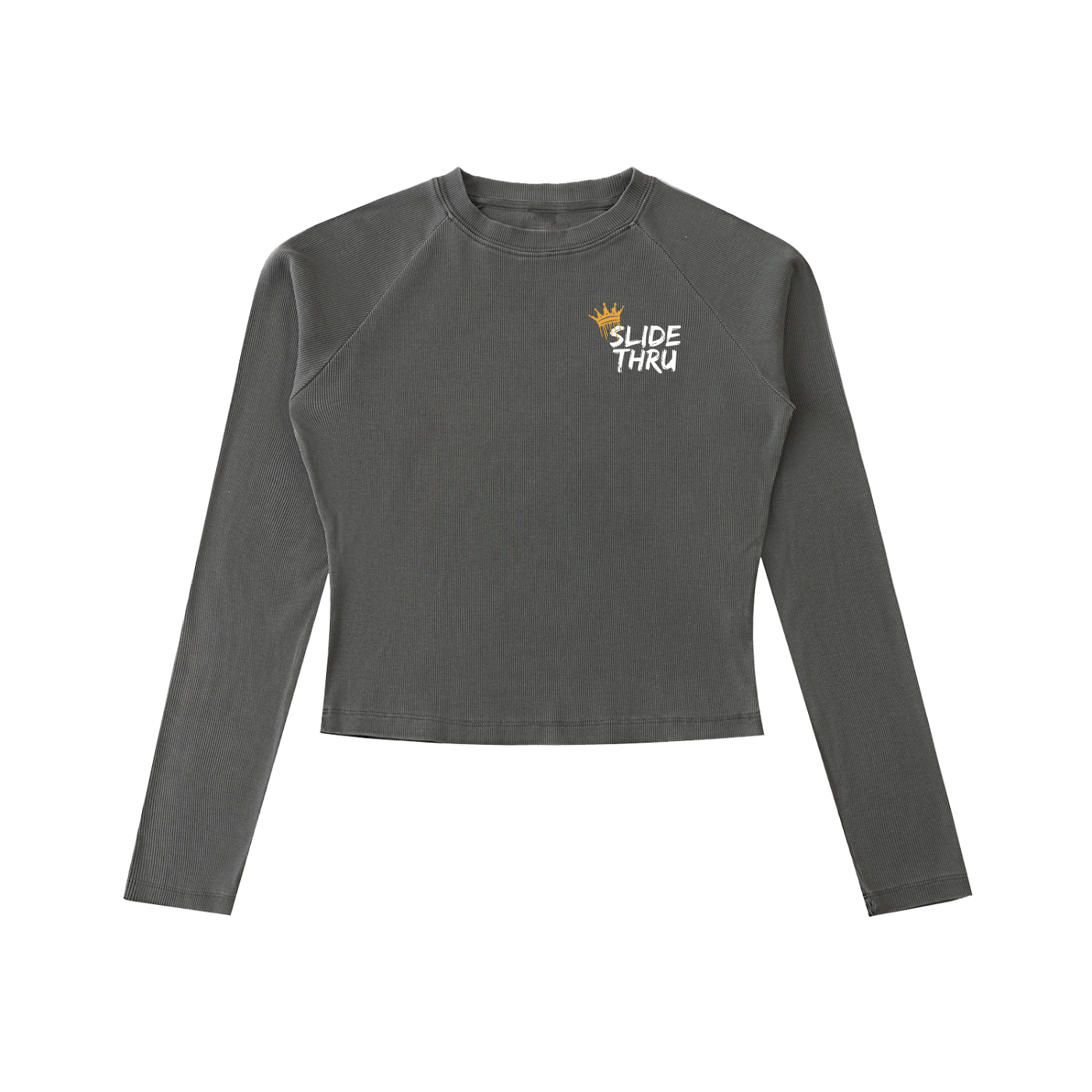 Dyed Washed Raglan Long Sleeve Slim T-Shirt