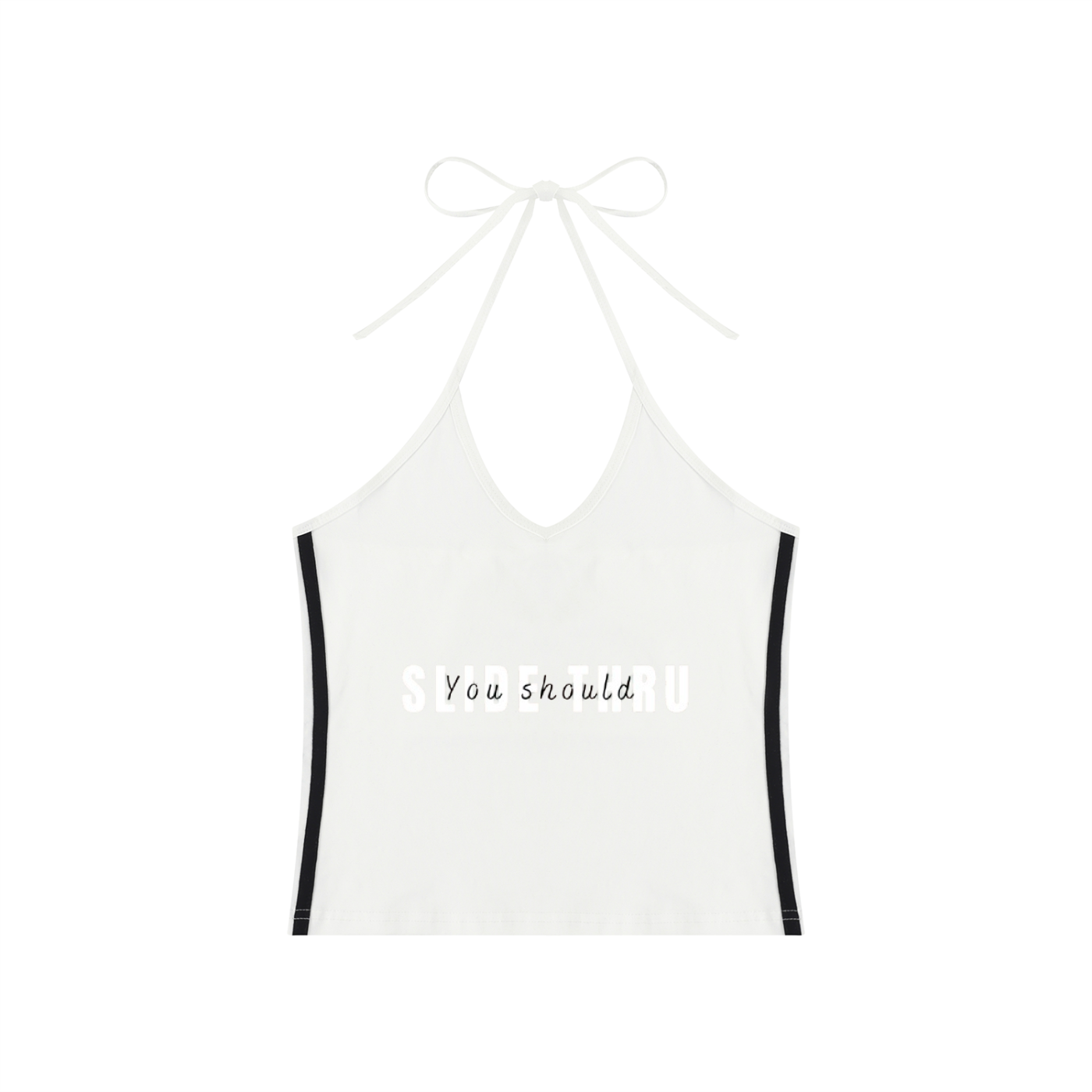 Women's Color Block Halter Crop Tank Top