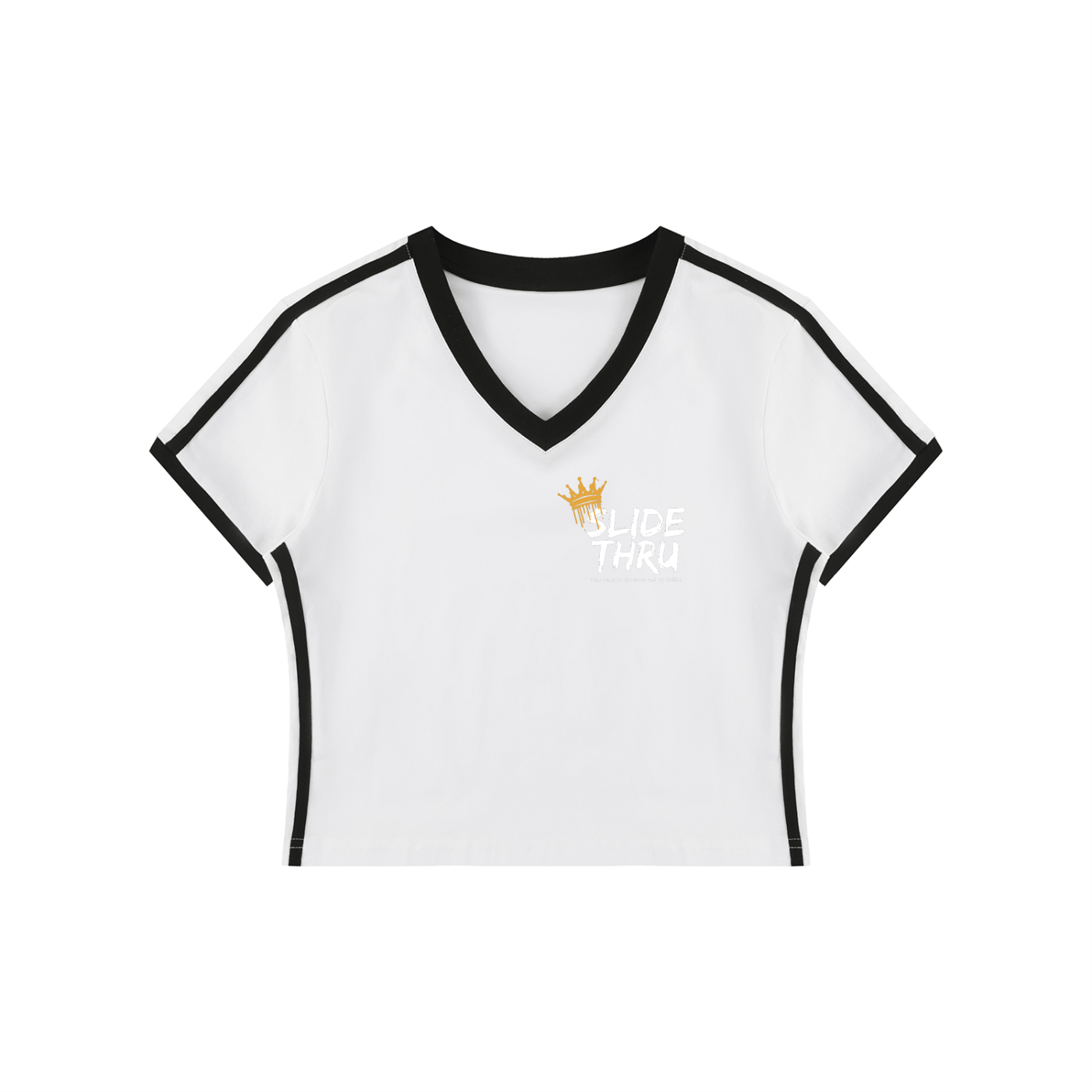 Women's Retro Binding V-Neck Crop T-Shirt