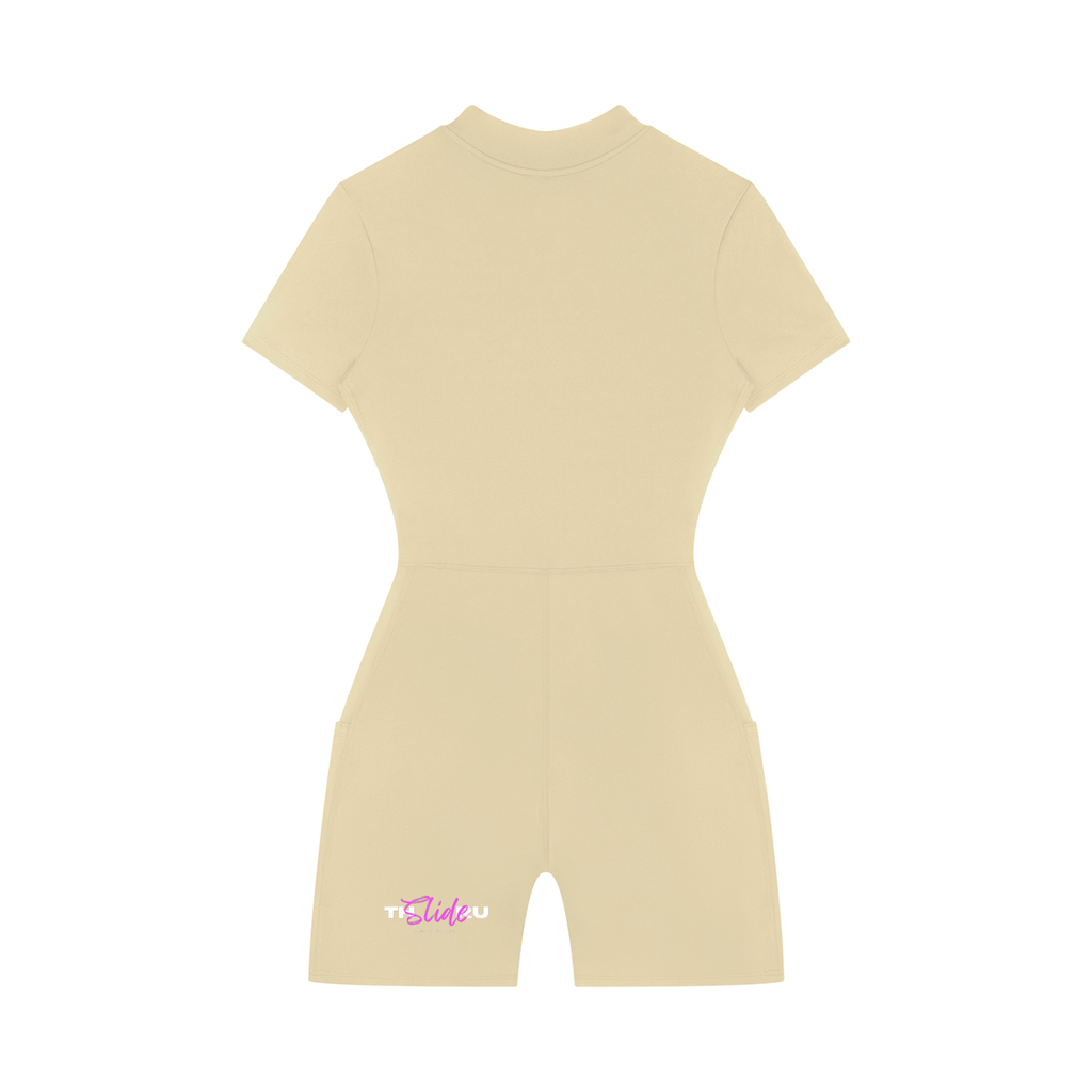 Women's Quarter-Zip Short Sleeve Romper