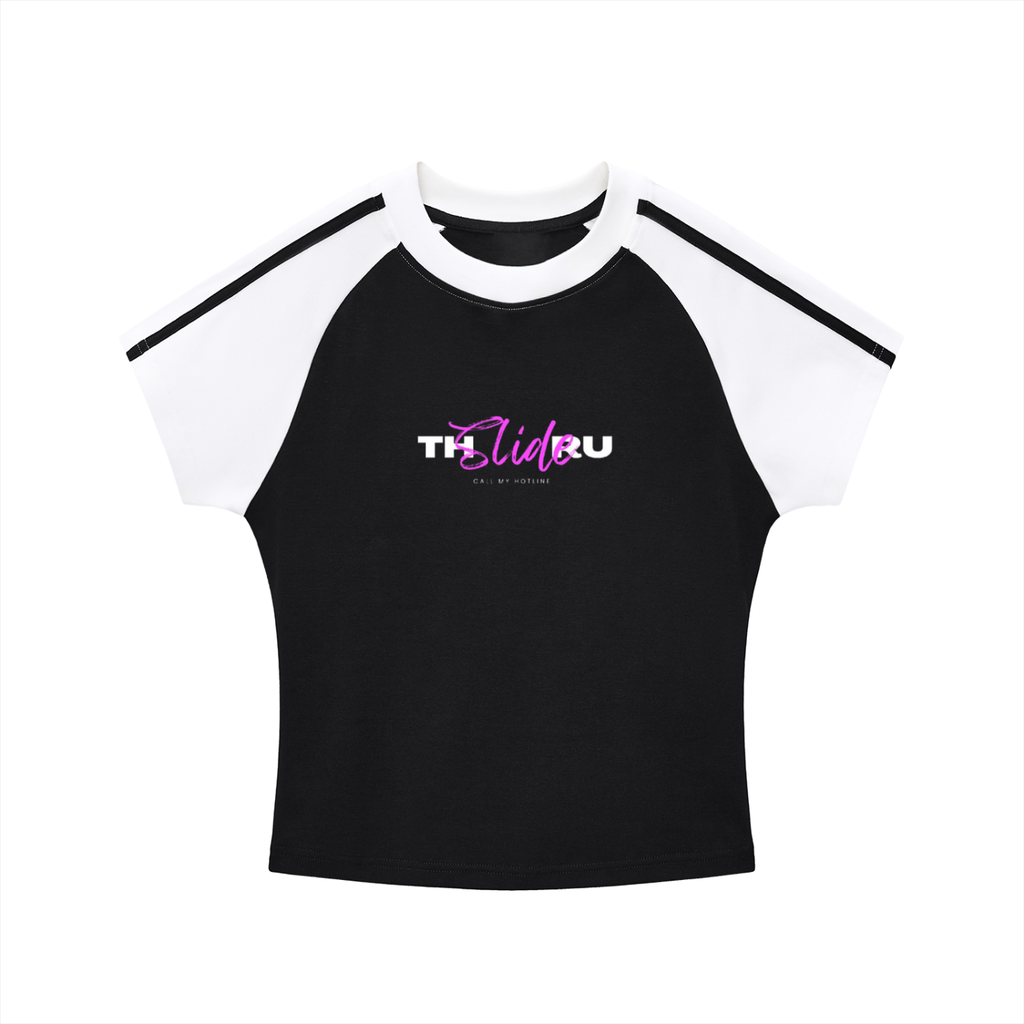 Contrast Stripes Bodycon Raglan  Sleeve T-Shirt