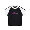 Contrast Stripes Bodycon Raglan  Sleeve T-Shirt
