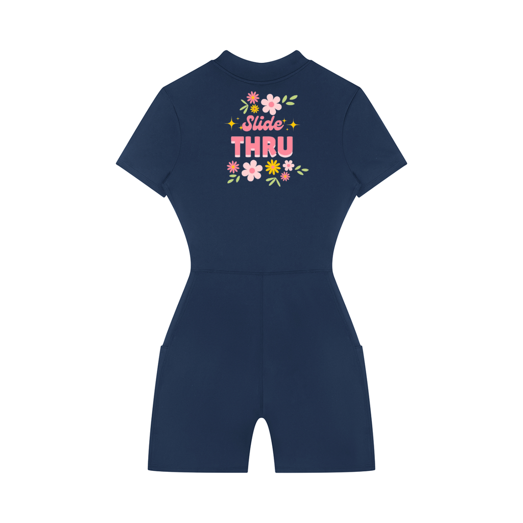 Women's Quarter-Zip Short Sleeve Romper