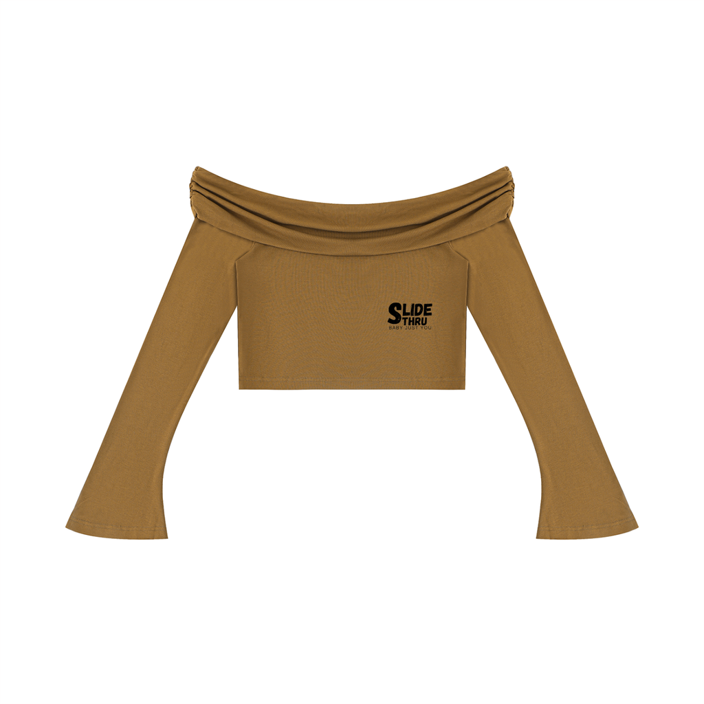 Women's Off-the-Shoulder Bell Sleeve Crop T-Shirt