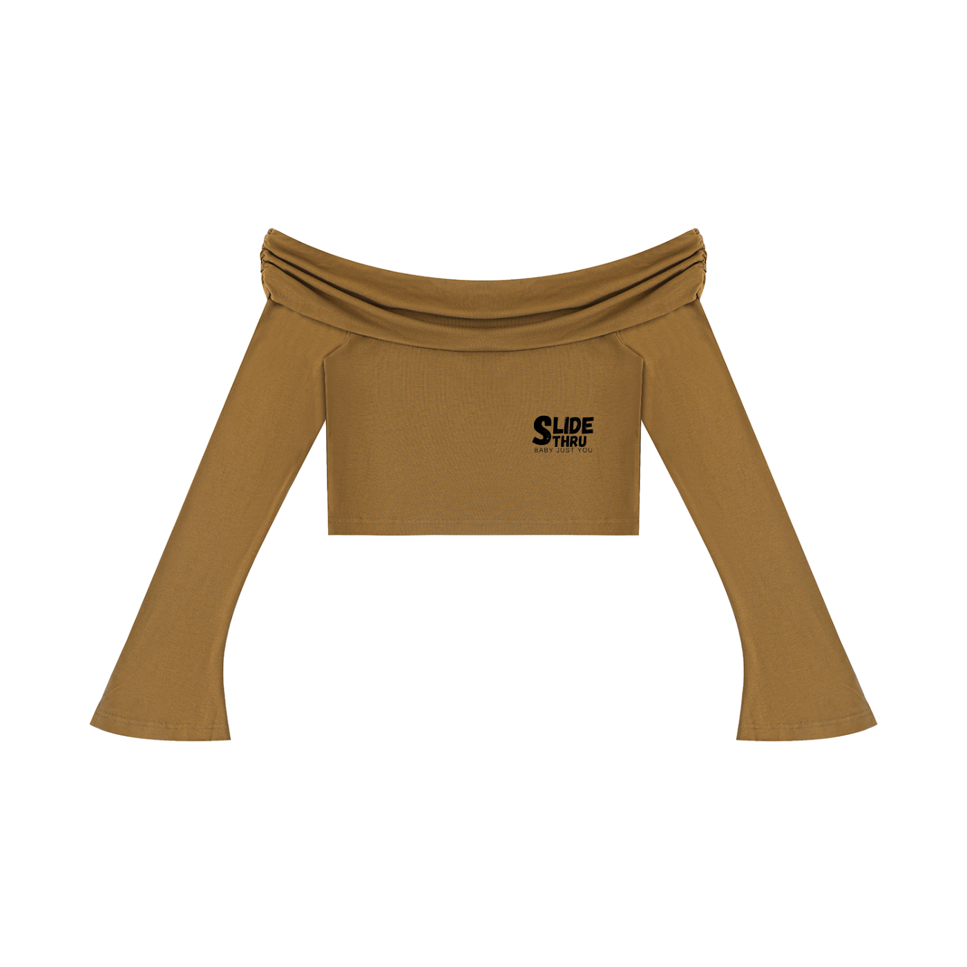 Women's Off-the-Shoulder Bell Sleeve Crop T-Shirt