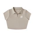 V-Neck Lapel Crop Top
