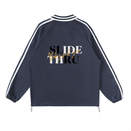 Contrast Striped Lapel Collar Sweatshirt