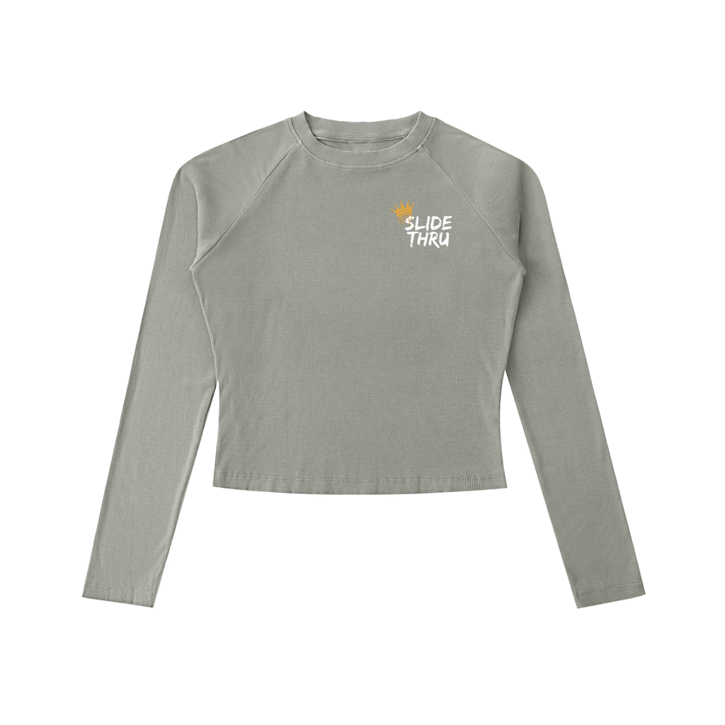 Dyed Washed Raglan Long Sleeve Slim T-Shirt