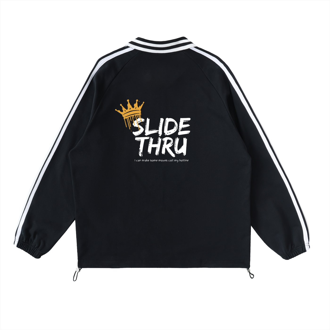 Contrast Striped Lapel Collar Sweatshirt