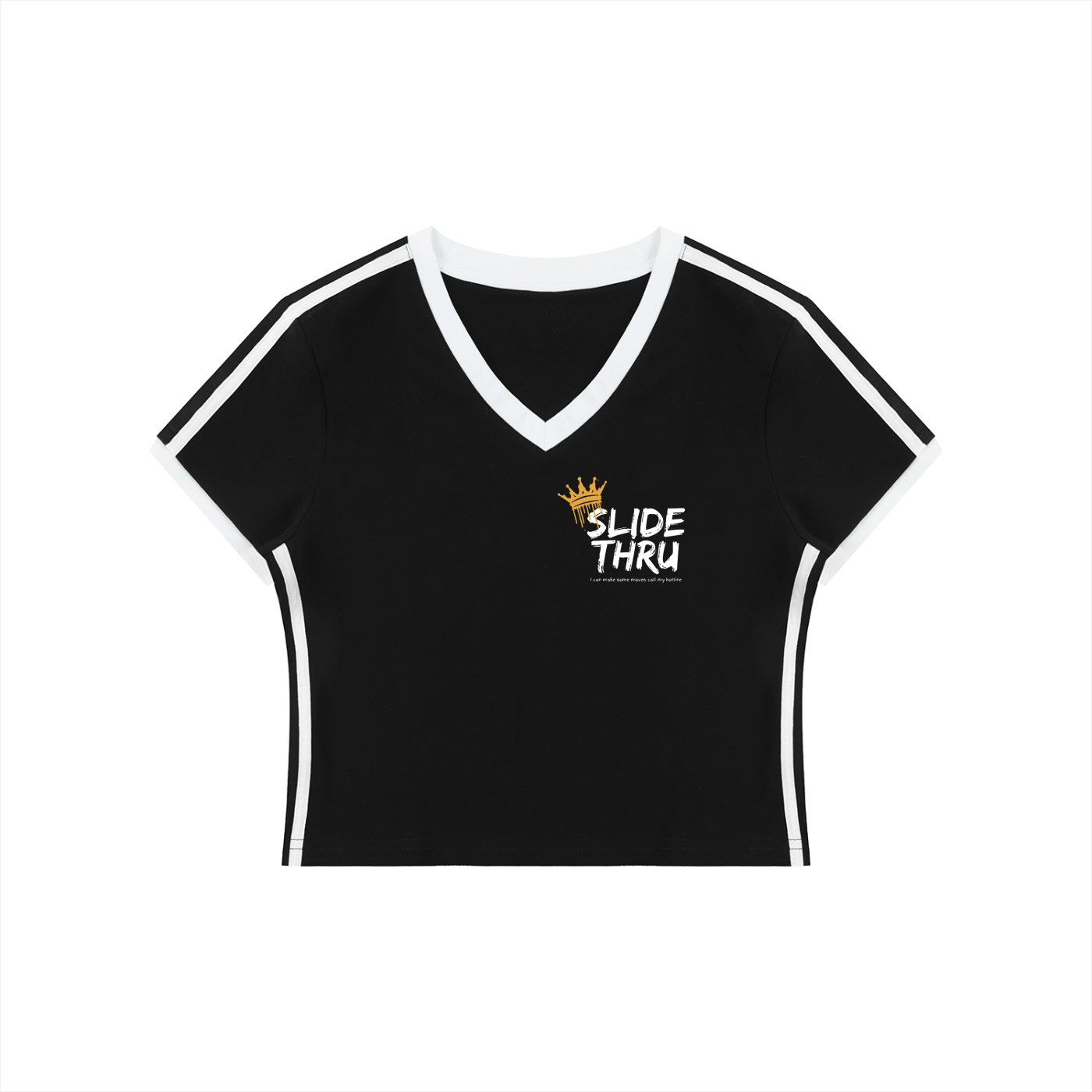 Women's Retro Binding V-Neck Crop T-Shirt