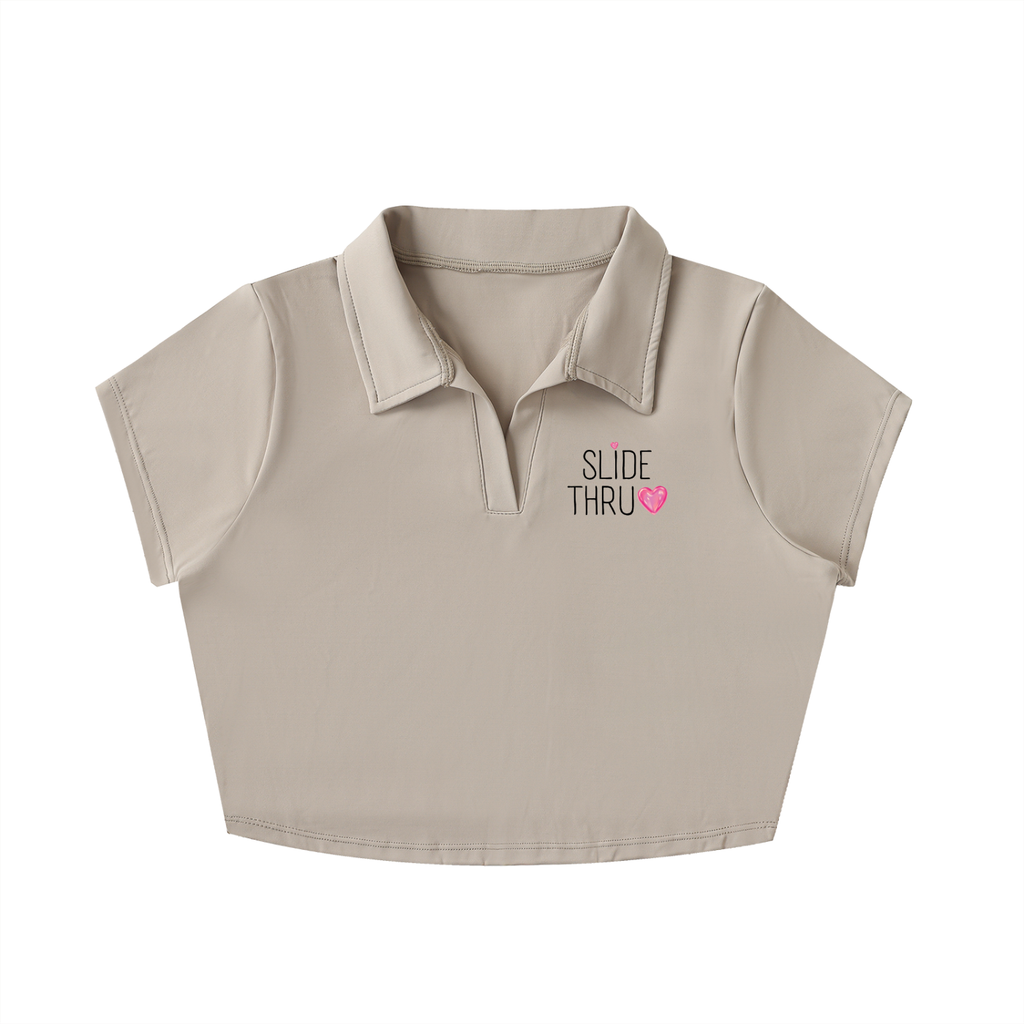 V-Neck Lapel Crop Top
