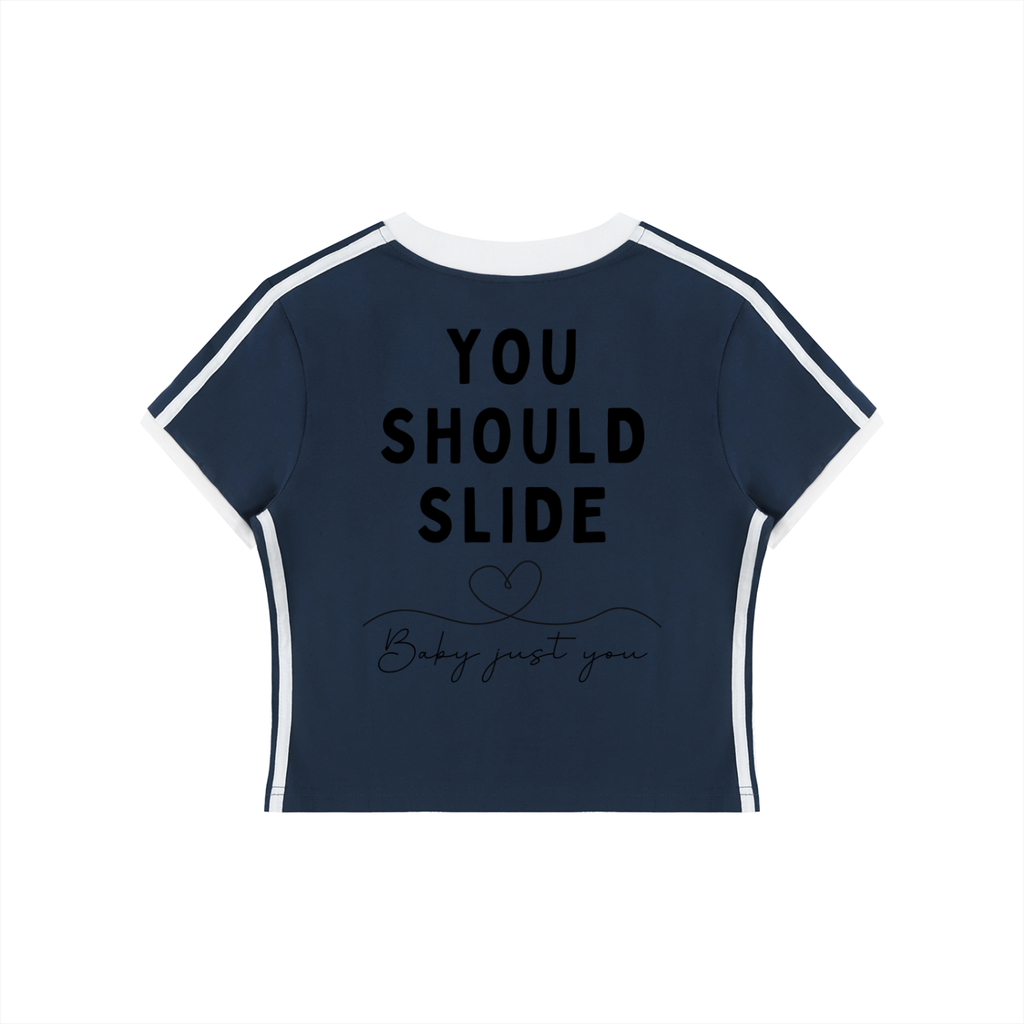 Women's Retro Binding V-Neck Crop T-Shirt