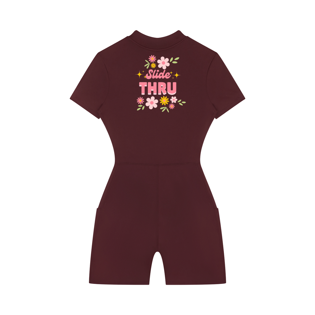 Women's Quarter-Zip Short Sleeve Romper