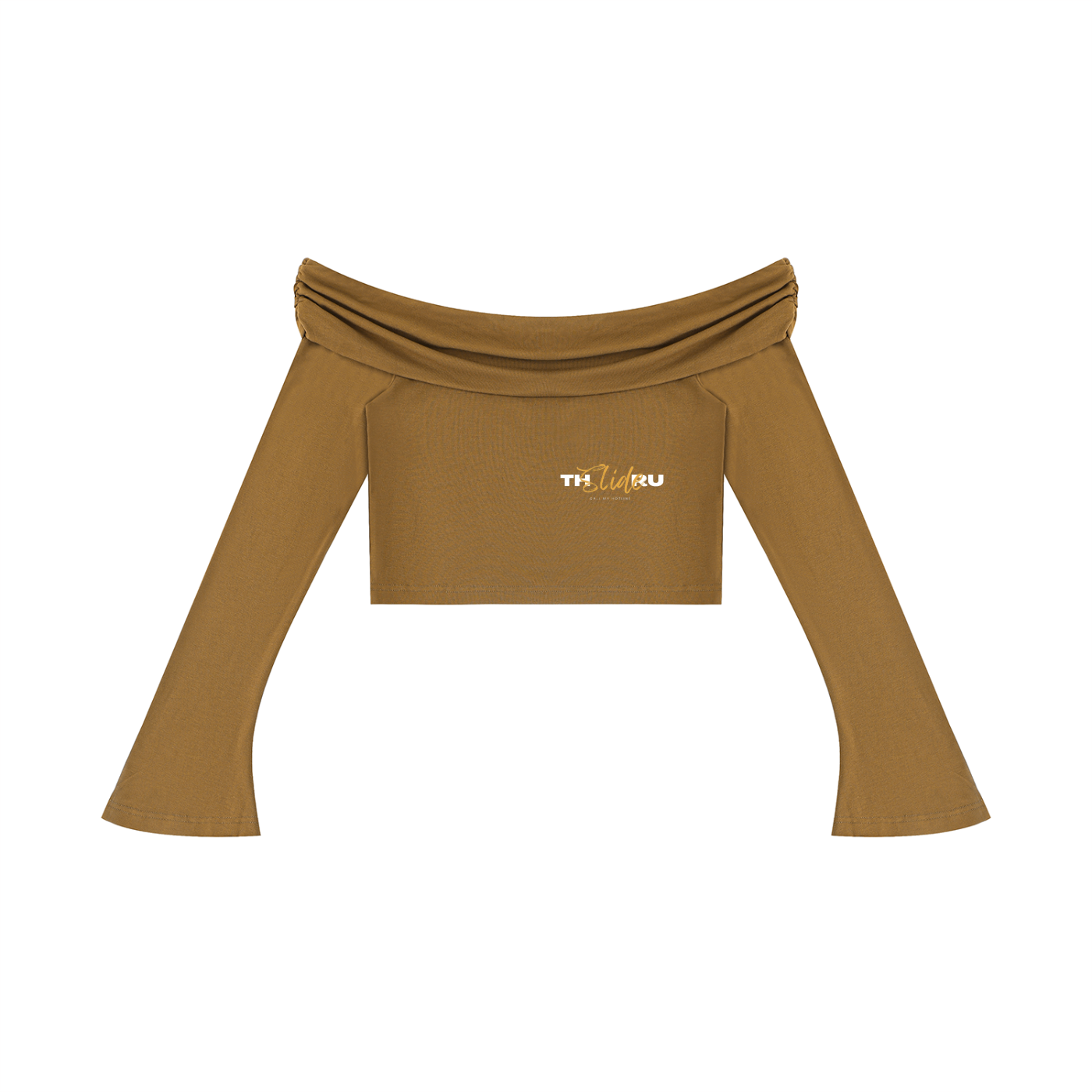 Women's Off-the-Shoulder Bell Sleeve Crop T-Shirt