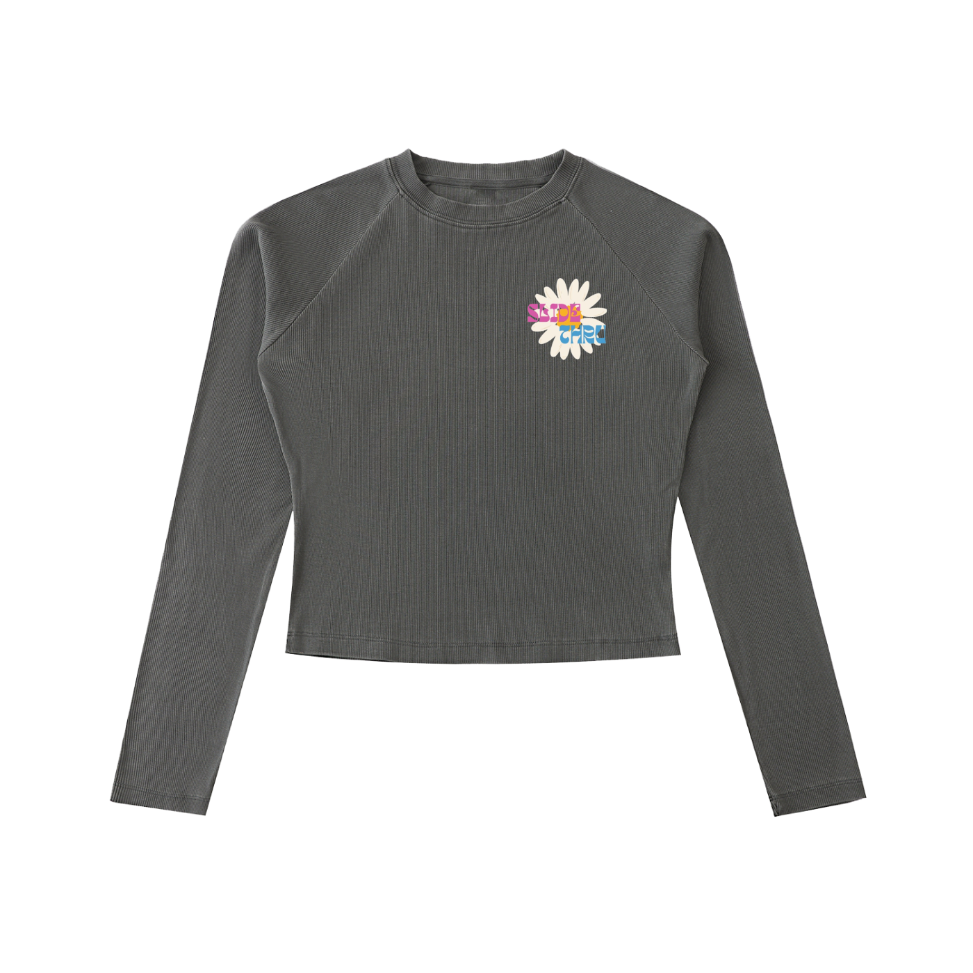 Dyed Washed Raglan Long Sleeve Slim T-Shirt