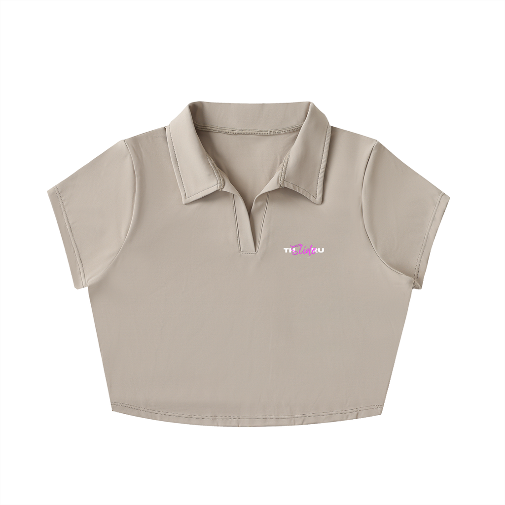 V-Neck Lapel Crop Top