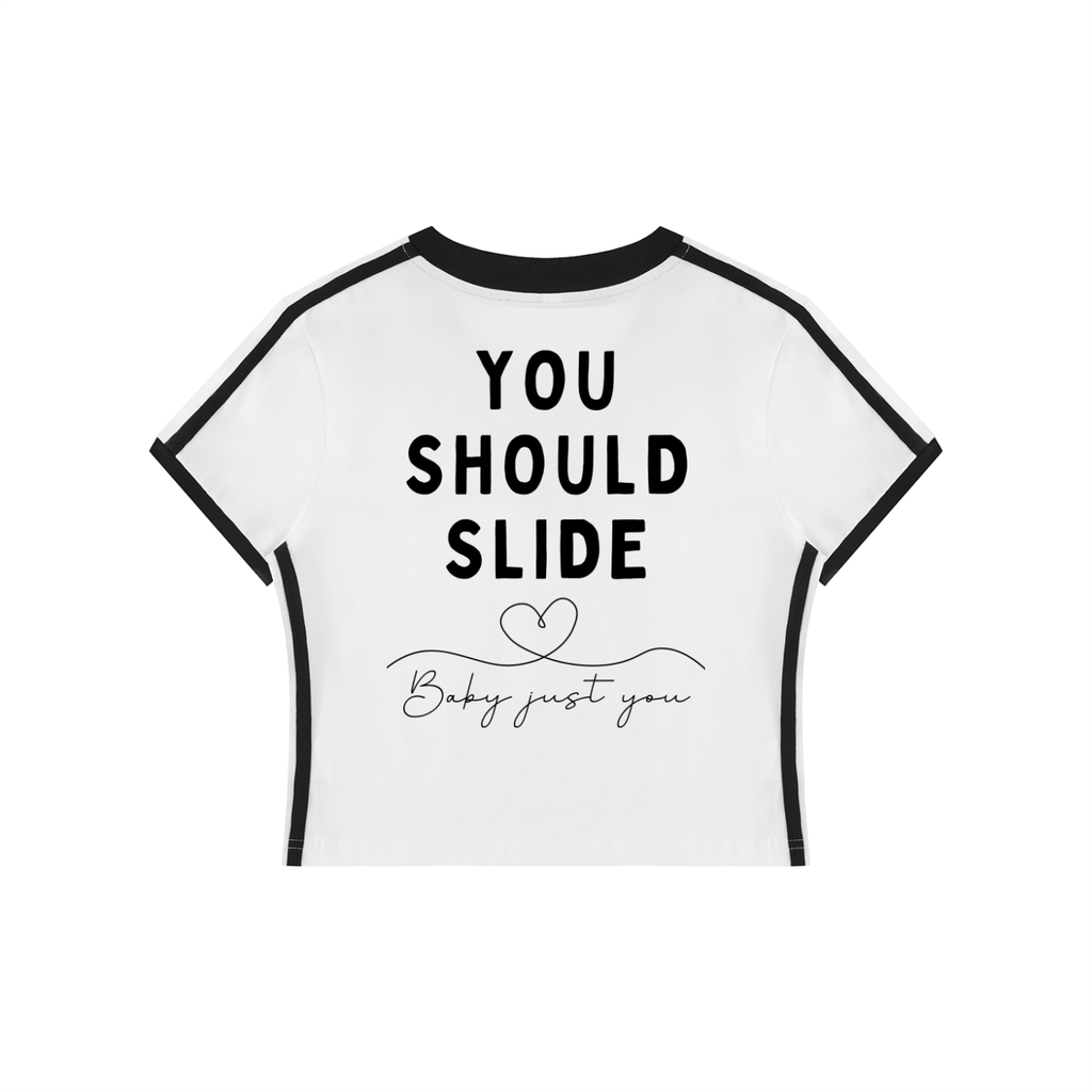 Women's Retro Binding V-Neck Crop T-Shirt
