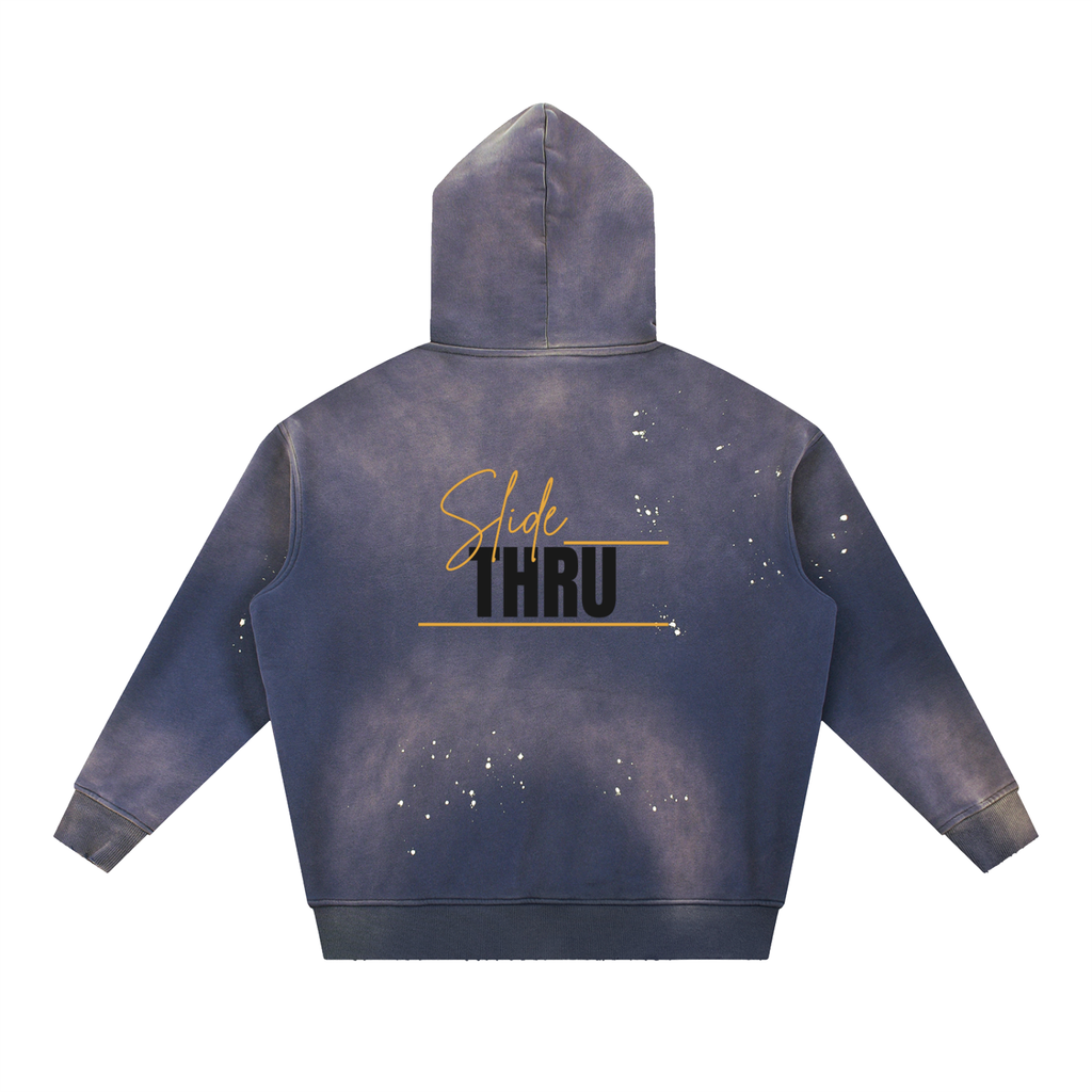 Vintage Washed Frayed Fleece Hoodie