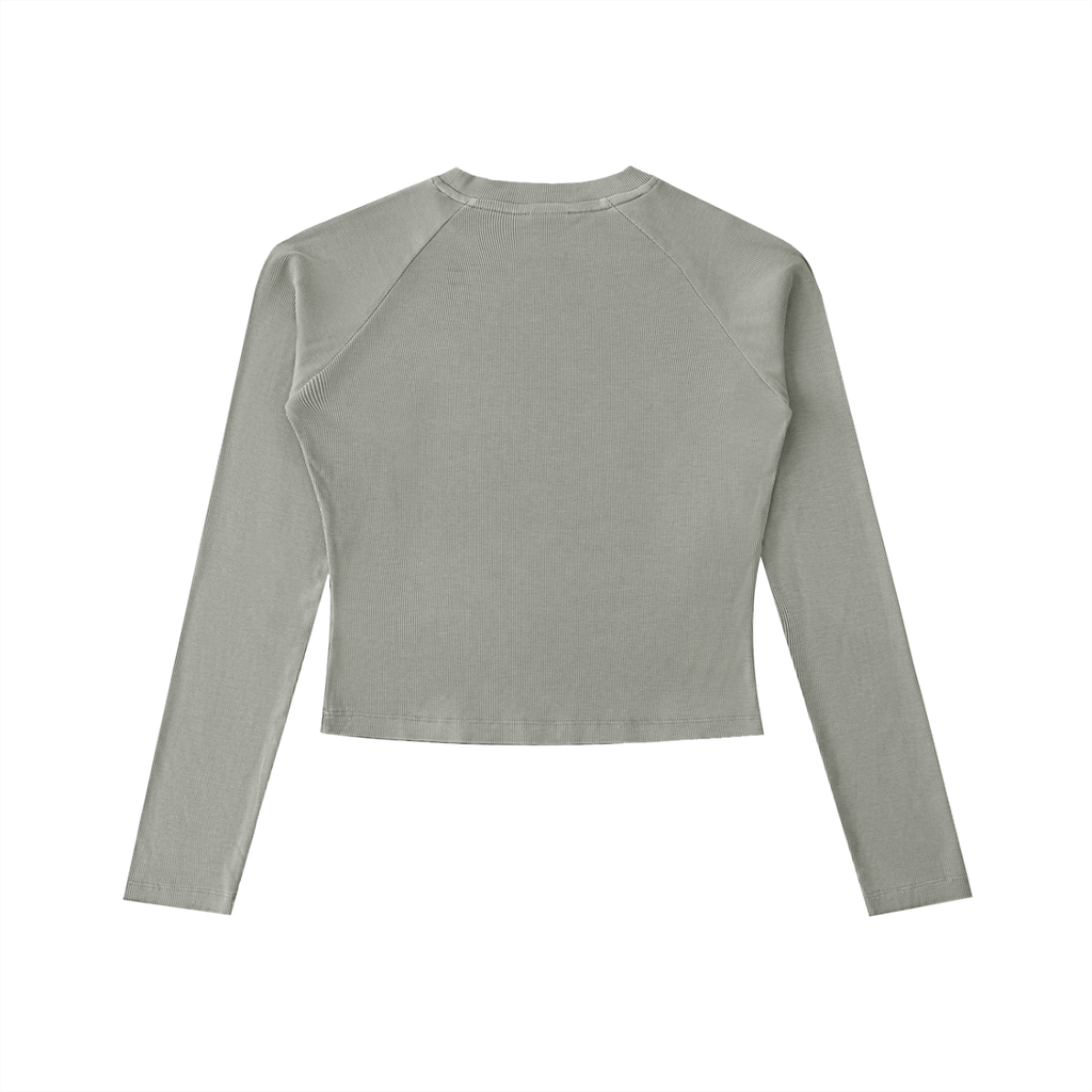 Dyed Washed Raglan Long Sleeve Slim T-Shirt