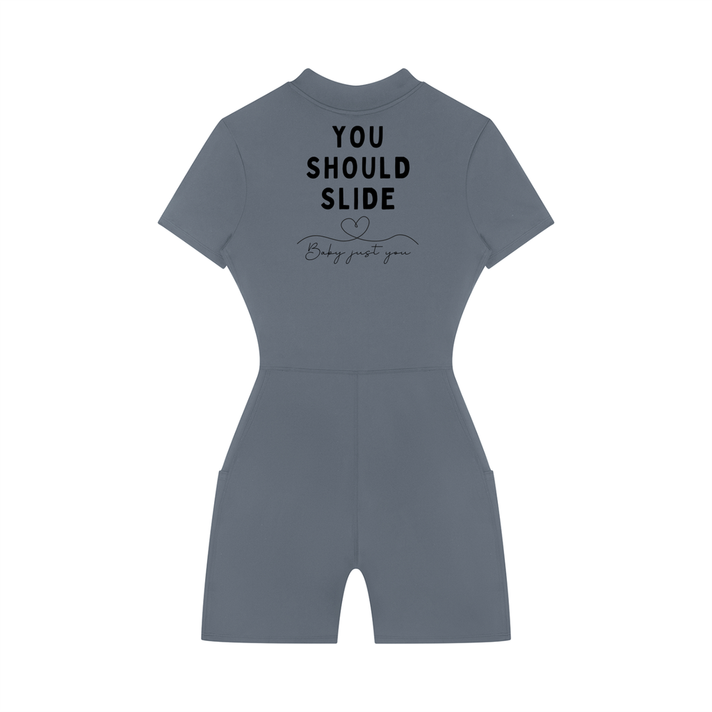 Women's Quarter-Zip Short Sleeve Romper