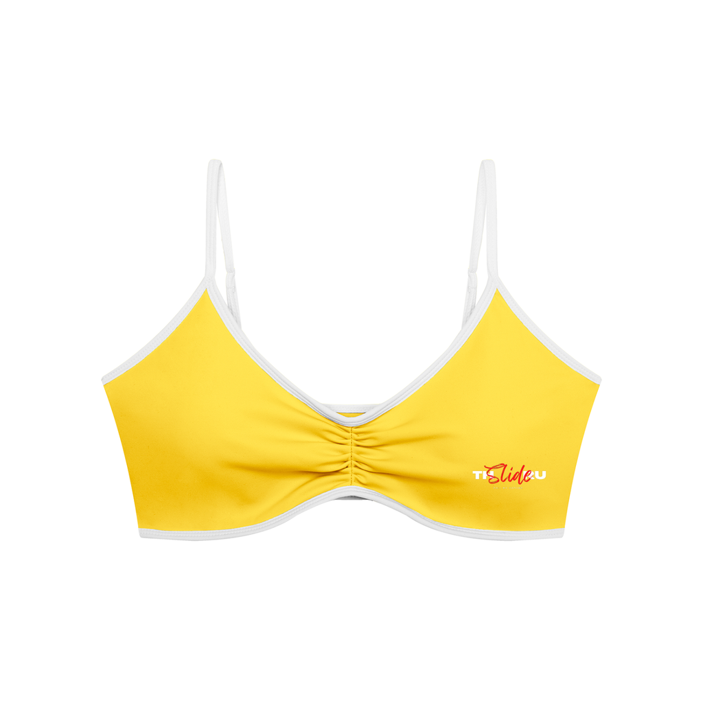Women's Color Block Ruched V-Neck Sports Bra