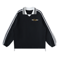 Contrast Striped Lapel Collar Sweatshirt