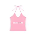 Women's Color Block Halter Crop Tank Top
