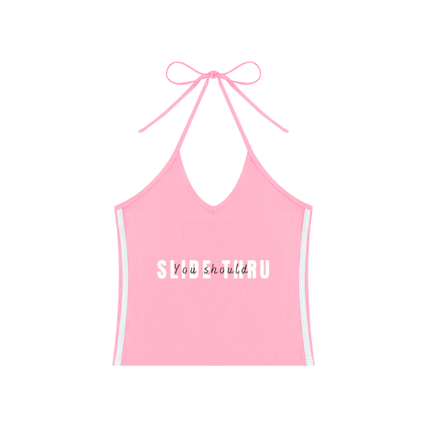Women's Color Block Halter Crop Tank Top