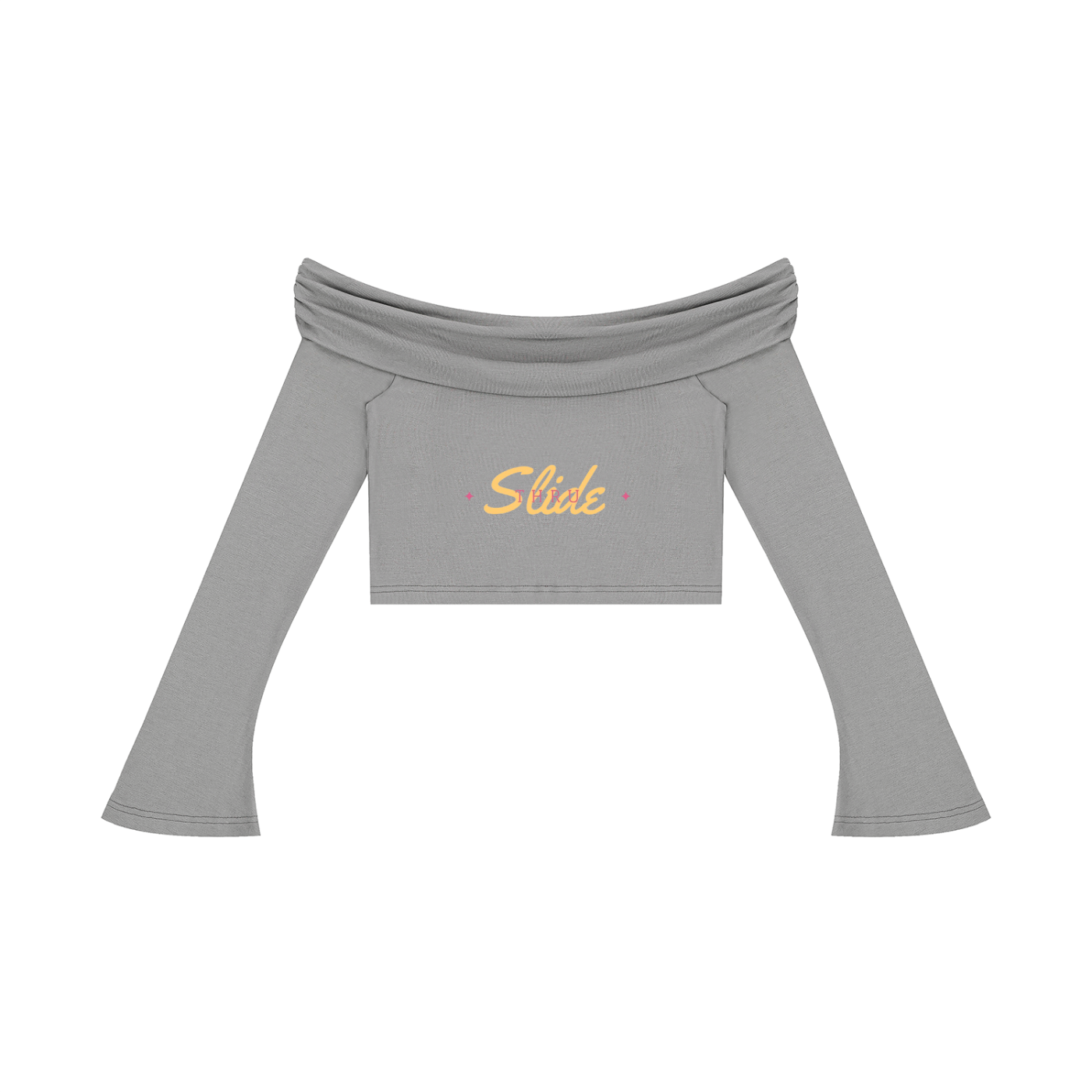 Women's Off-the-Shoulder Bell Sleeve Crop T-Shirt