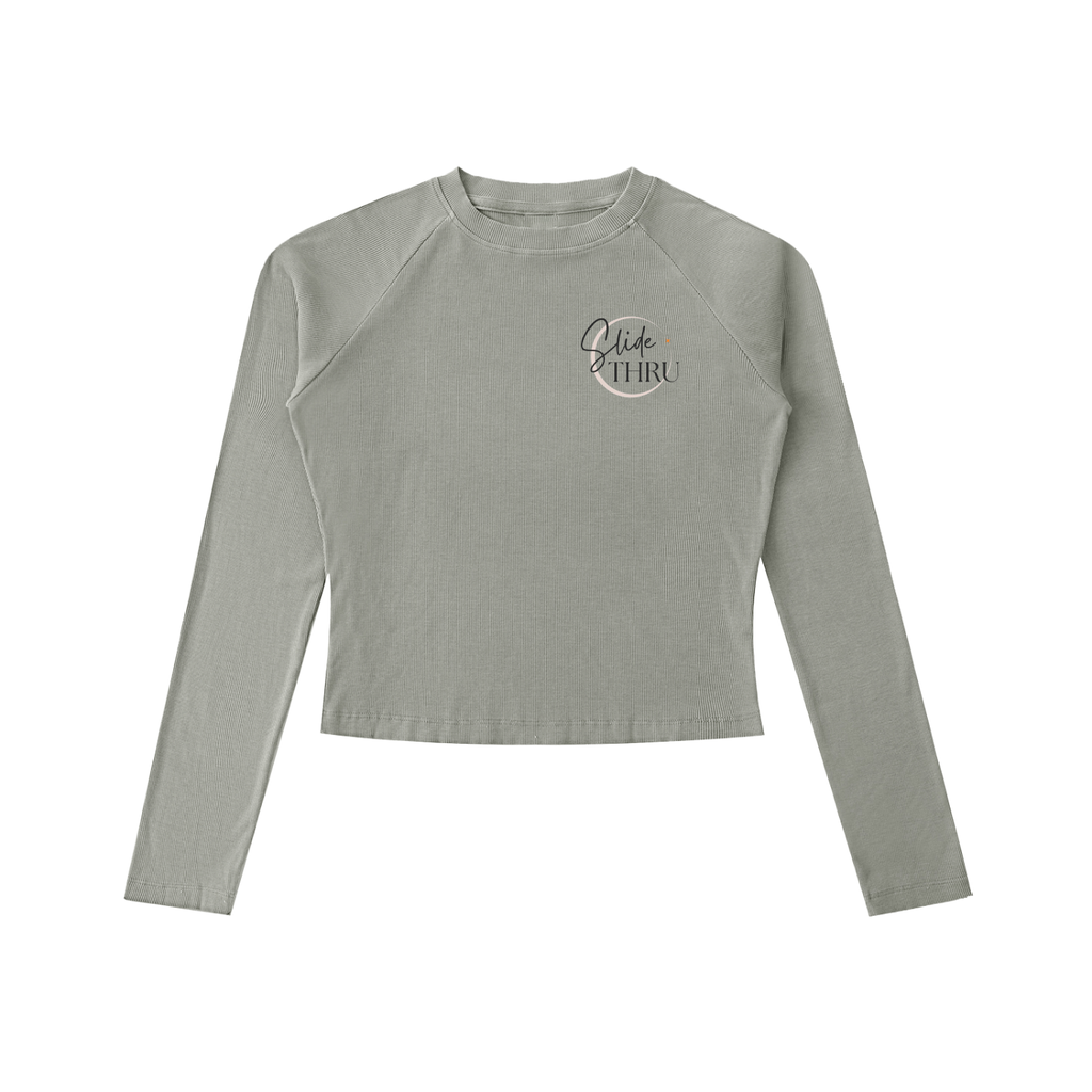 Dyed Washed Raglan Long Sleeve Slim T-Shirt