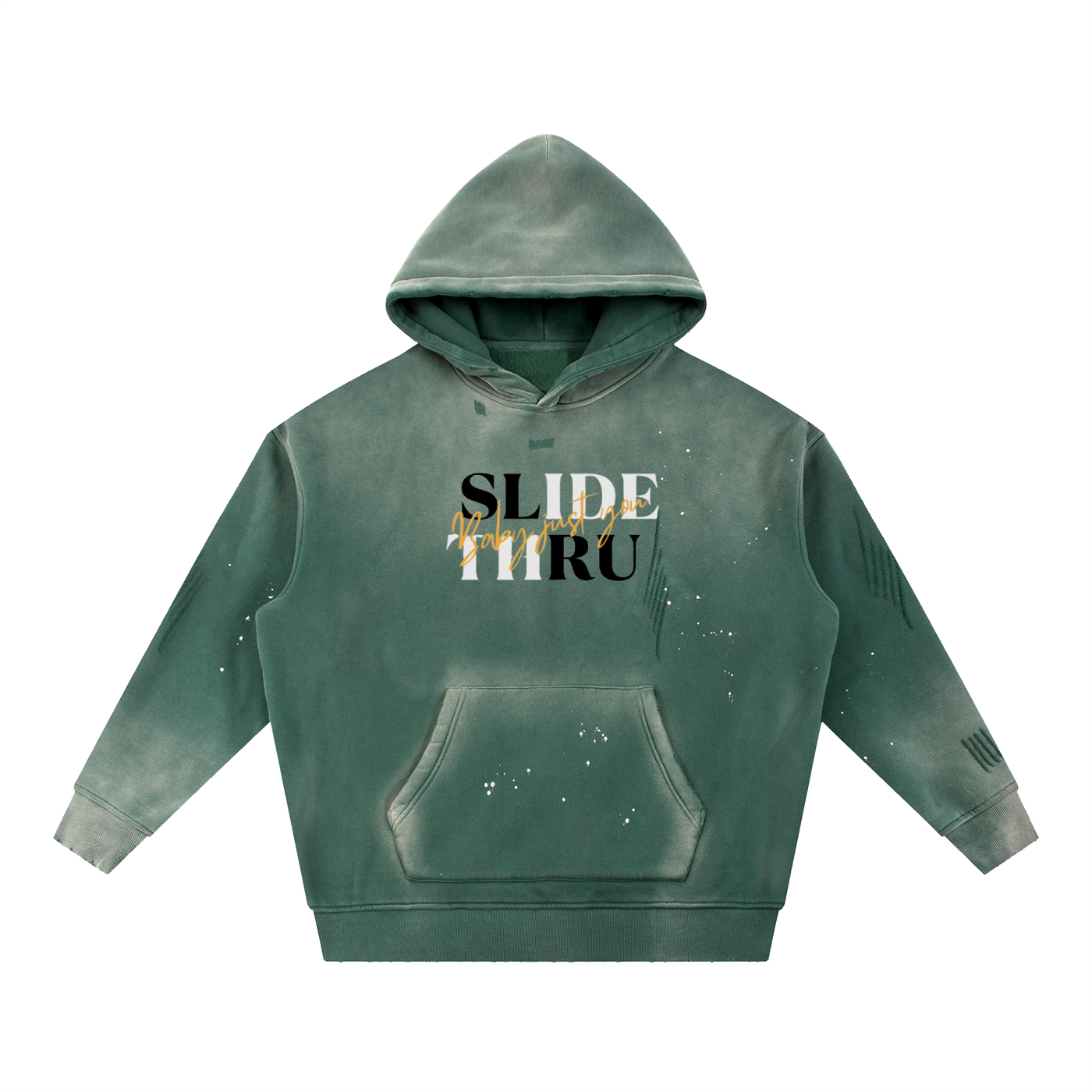 Vintage Washed Frayed Fleece Hoodie