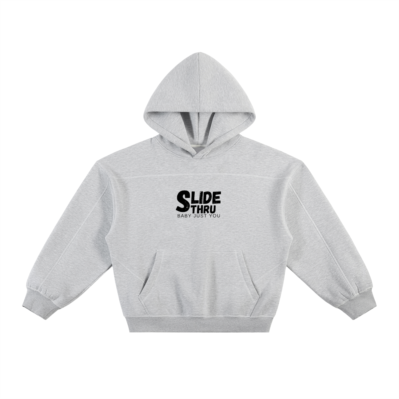 Contrast-Stitched Boxy Fleece Hoodie