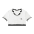 Women's Color Block V-Neck Crop T-Shirt